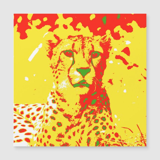 Pop Art Cheetah Magnetkarte (Vorderseite)