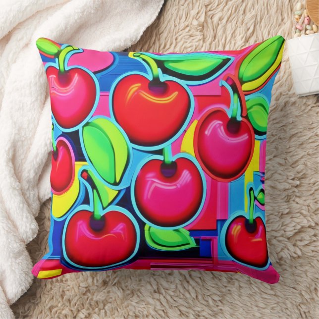 Pop Art Cherry Burst Kissen (Decke)