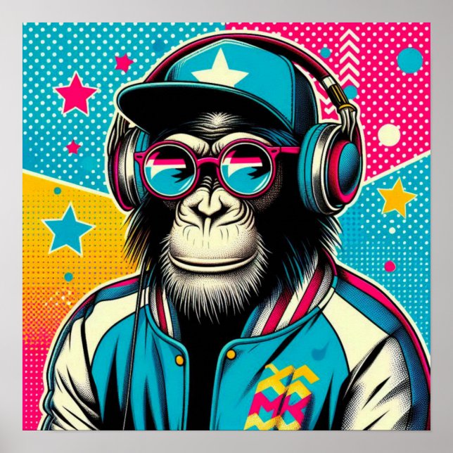 POP-ART CHIMPANZEE 4 POSTER (Vorne)