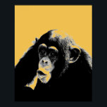 Pop Art Chimpanzee Poster<br><div class="desc">Digital Computer Animal Art - Uni Pop Kunst - Wilde Tiercomputer Bilder</div>
