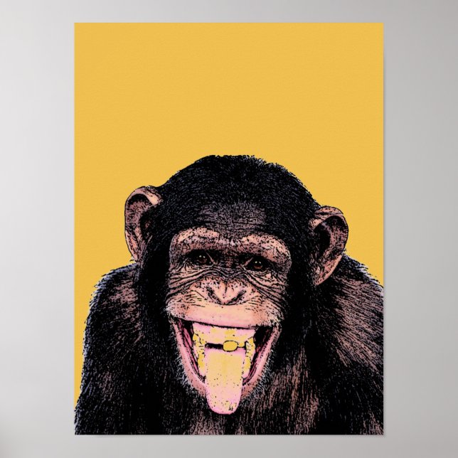 Pop Art Chimpanzee Sticken Zunge raus Poster (Vorne)