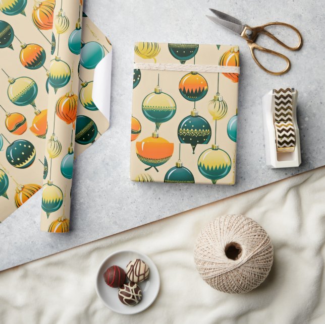 Pop Art Christmas Baubles Wrapping Paper Geschenkpapier (Kunsthandwerk)