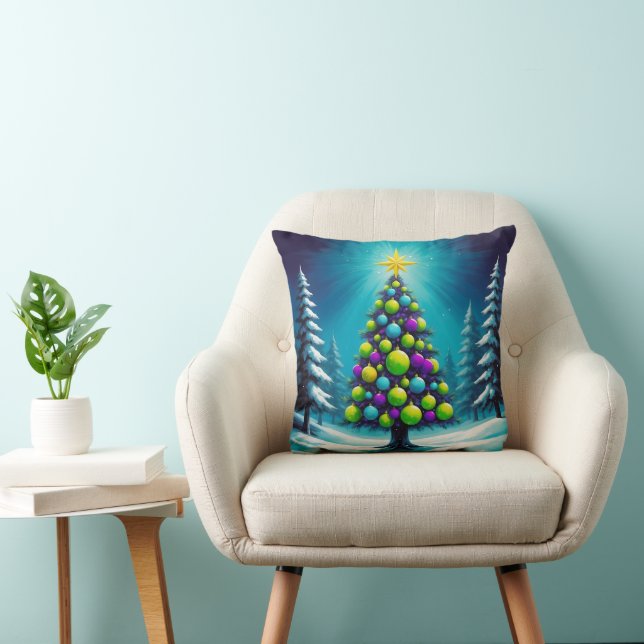 Pop Art Christmas with Neon Green Blue Purple Kissen (Stuhl )