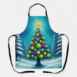 Pop Art Christmas with Neon Green Blue Purple Schürze