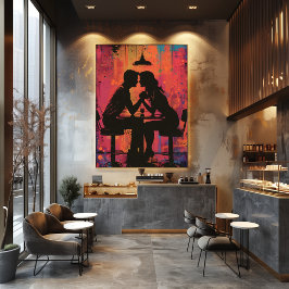 Pop Art: Cita Romántica en Silueta Fotodruck