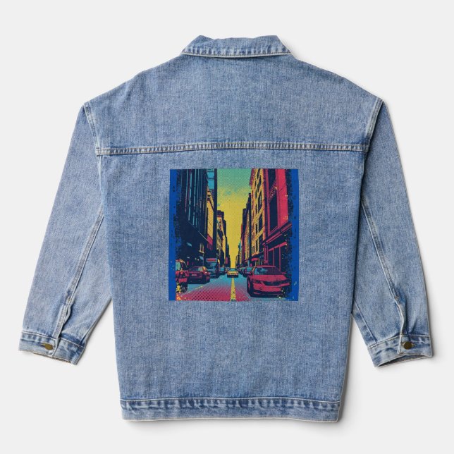 Pop Art City Vibes Denim Jacket Jeansjacke (Rückseite)