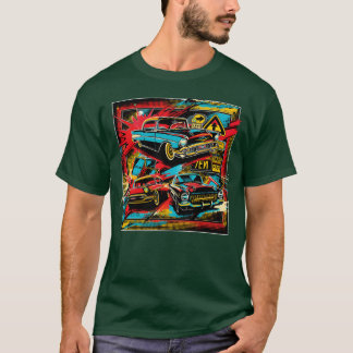 Pop-Art-Collage mit Oldtimern als Geschenk für Fre T-Shirt