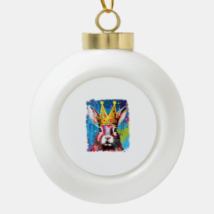 Pop Art Colorful Bunny Rabbit King Queen Keramik Kugel-Ornament