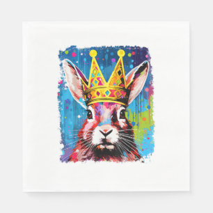 Pop Art Colorful Bunny Rabbit King Queen Serviette