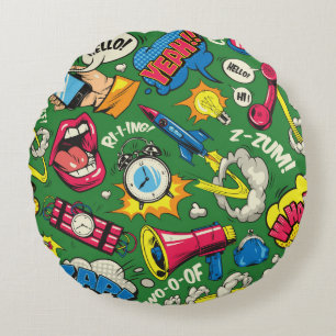 Pop art colorful seamless pattern with comic speec rundes kissen