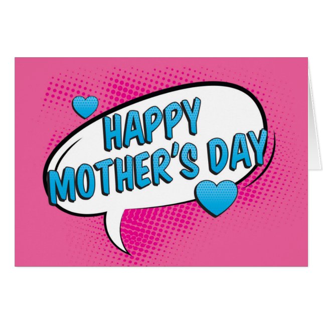 Pop Art Comic Blase Muttertag (Vorderseite (Horizontal))