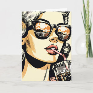 Pop Art Comic Buch Hübsche Frau Großer Sommer Karte