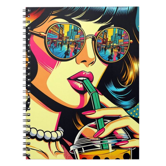 Pop Art Comic Buch Hübsche Frauen trinken Boba (Vorderseite)