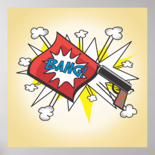 Pop Art Comic Buch inspiriert Bang Gun Poster