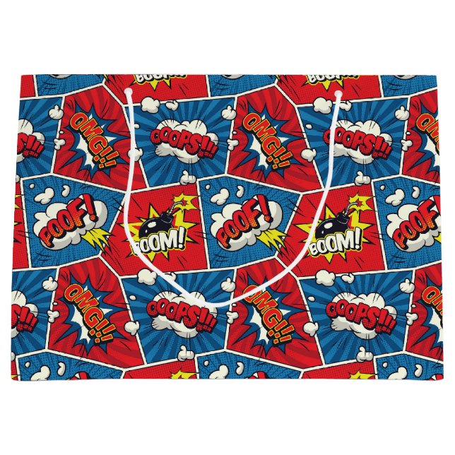 Pop Art Comic Buchführungen Große Geschenktüte (Vorderseite)