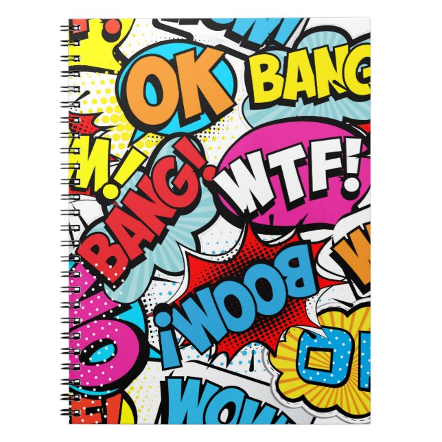 Pop Art Comic: Retro Nahtloses Muster Notizblock (Vorderseite)