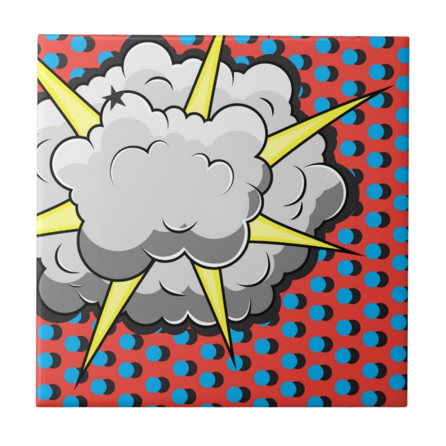 Pop-Art-Comic-Stil-Explosion Fliese (Vorderseite)