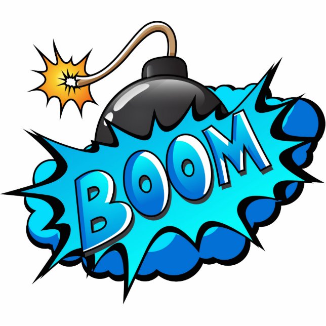 Pop Art Comic Style Bomb Boom! Fotoskulptur Magnet (Vorne)
