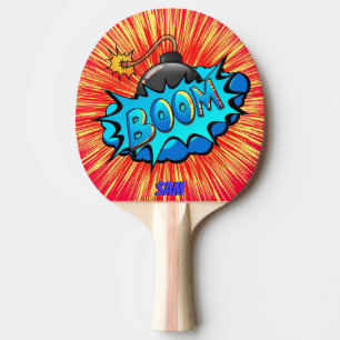 Pop Art Comic Style Bomb Boom! Personalisiert Tischtennis Schläger