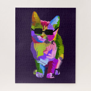 Pop Art cool Cat funky bunt herausfordernd Puzzle