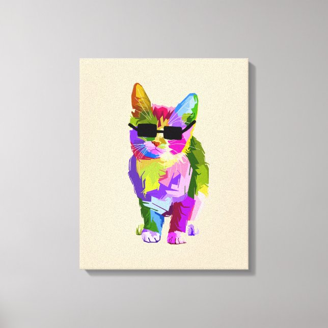 Pop Art cool Cat Kitty Art Leinwanddruck (Vorderseite)