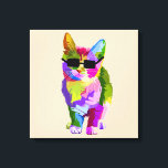 Pop Art cool Cat Kitty Art Leinwanddruck<br><div class="desc">Ein cooles künstlerisches Design einer farbenfrohen Katze mit Sonnenbrille im Pop Art Stil. Für Katzenliebhaber.</div>