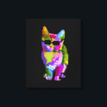 Pop Art cool Cat Kitty Art Leinwanddruck<br><div class="desc">Ein cooles künstlerisches Design einer farbenfrohen Katze mit Sonnenbrille im Pop Art Stil. Für Katzenliebhaber.</div>