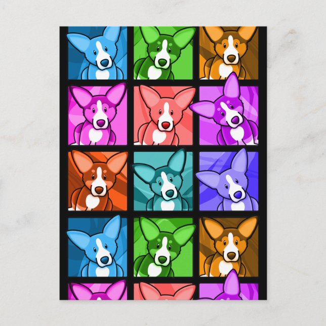 Pop Art Corgi Postkarte (Vorderseite)