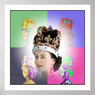 Pop Art coronation for Elizabeth II Poster