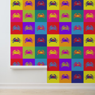 Pop Art Crabs Bunter Retro-Stil Tapete