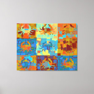 Pop Art Crabs Cubism Graphic Design Leinwanddruck