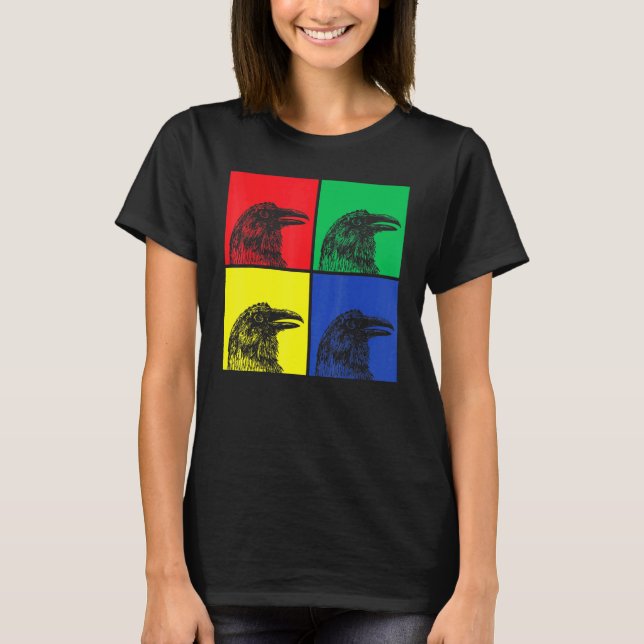 Pop Art Crow Forest Animal Creepy Bird Gothic Rave T-Shirt (Vorderseite)
