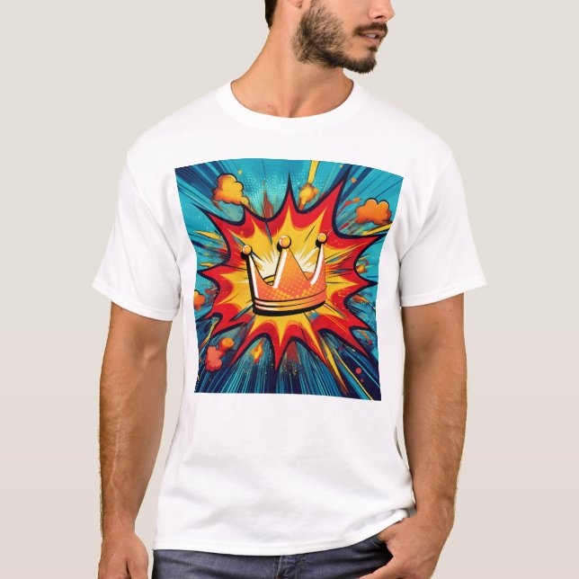 Pop Art Crown mit explosionsartiger Comic Style De T-Shirt (Vorderseite)