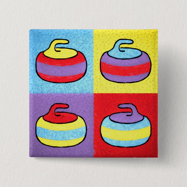 Pop-Art-Curling-Design rockt Button (Vorderseite)