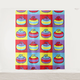 Pop-Art-Curlingstein-Design Wandteppich