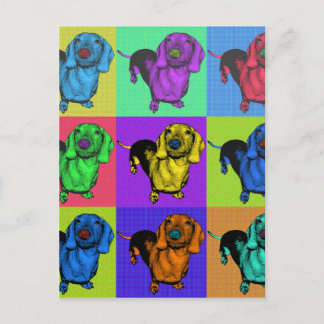 Pop Art Dachsund Dackel Panels Mehrfarbige Popart Postkarte