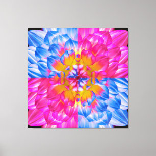 Pop-Art-Dahlien-Blumenraster – Lebendiges Rosa und Leinwanddruck