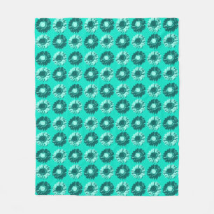Pop Art Daisies - Türkis, Aqua und Aquamarin Fleecedecke