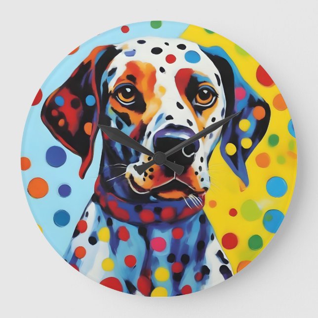 Pop Art Dalmatiner Dog Große Wanduhr (Vorderseite)