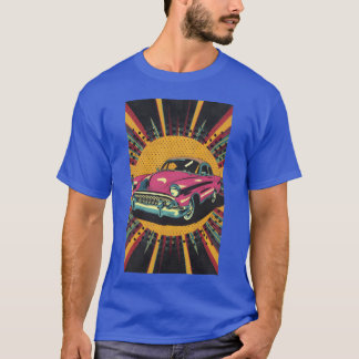 Pop-Art-Darstellung eines Oldtimers in lebendigen T-Shirt