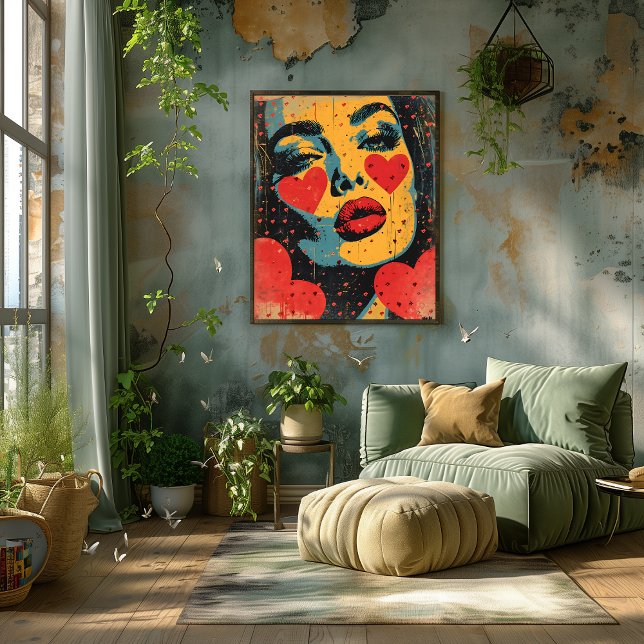 Pop Art de Rostro con Corazones Fotodruck (Von Creator hochgeladen)