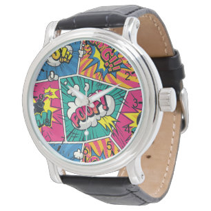 Pop Art Design - Whimsical Retro Comic Armbanduhr