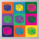 Pop-Art Dice Poster<br><div class="desc">Mit diesem trendigen Pop-Art Poster verleihen Sie Ihrer Liebe von Tischspielen Ausdruck!</div>