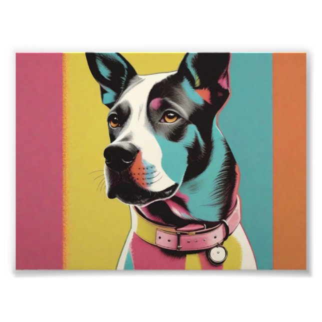 Pop Art Dog Foto - Modernes Retro Color Block Post (Vorne)