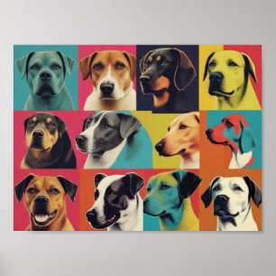 Pop Art Dog Foto - Modernes Retro Color Block Post Poster