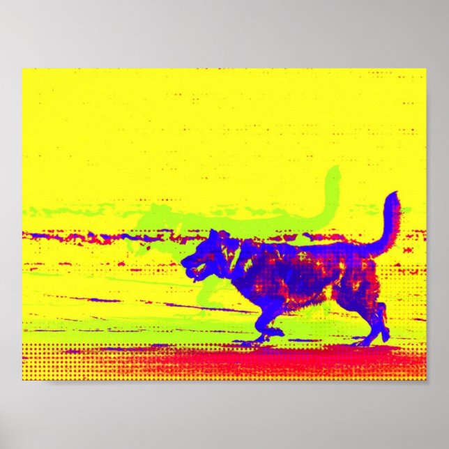 Pop Art Dog on Beach Poster (Vorne)