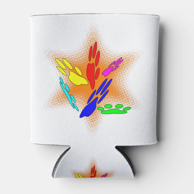 Pop Art Dog Paw Prints Dosenkühler (Vorderseite)