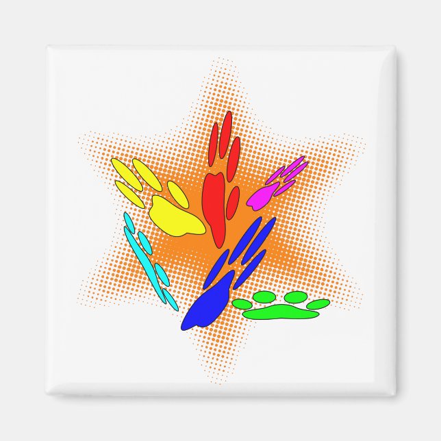 Pop Art Dog Paw Prints Magnet (Vorne)