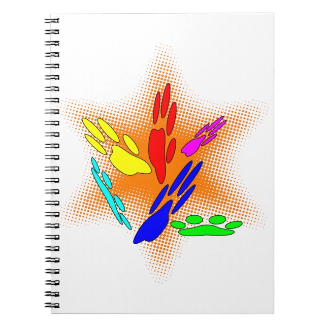 Pop Art Dog Paw Prints Notizblock (Vorderseite)