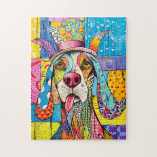 Pop-Art-Dog-Portrait im Retro-Stil Puzzle